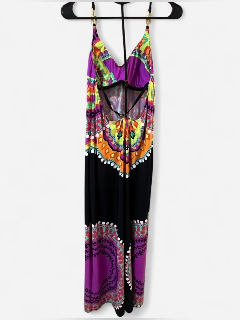 Trina Turk Nuevo Sol Colorful Bold Print Maxi Dress Resort Vacation Size Medium - Picture 5 of 7
